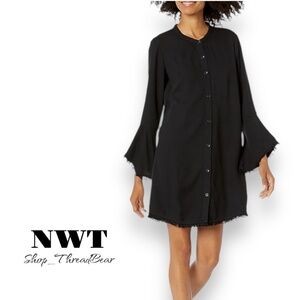 Classic [Splendid] Black Button Down NWT Frayed Bell Sleeve Dress | Medium 6-8